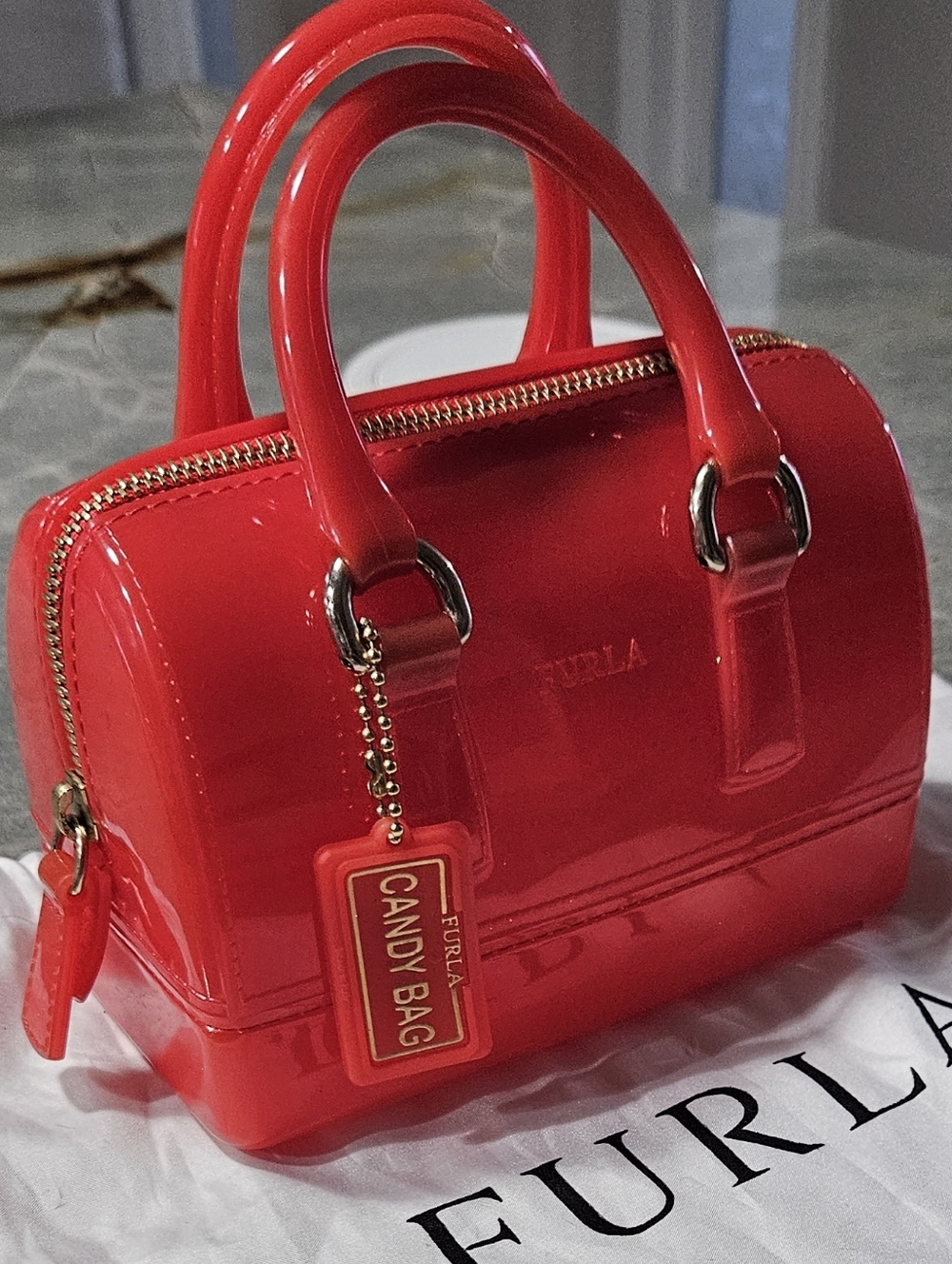 Furla Mini Candy Bag in Bright Red With Dustbag NWOT